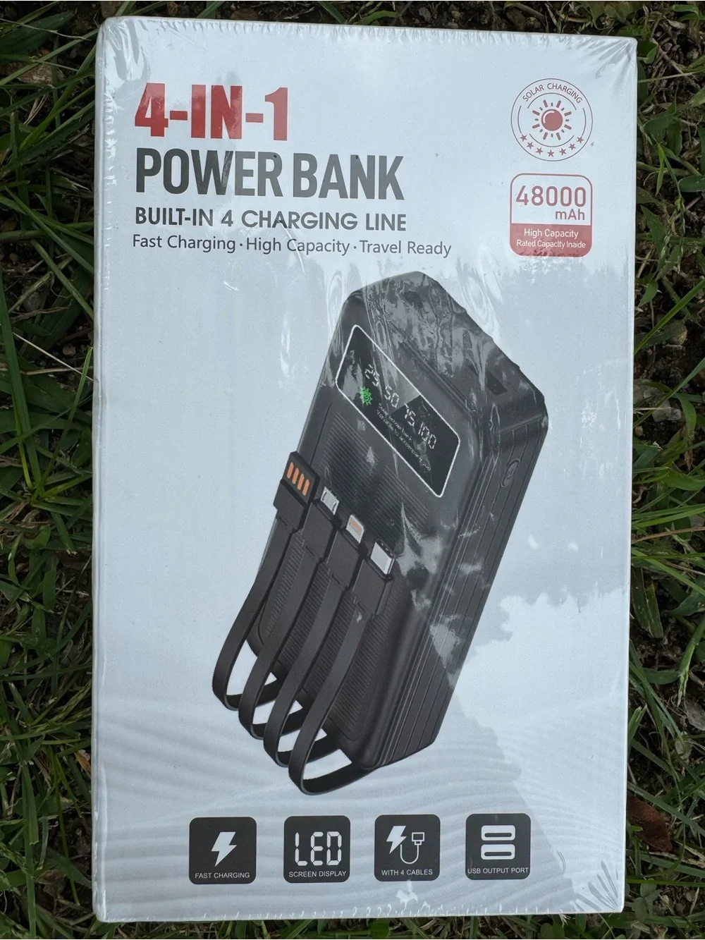 4-in-1 Black Power Bank 48000mAh Portable Charger